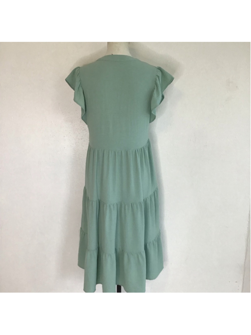 RolyPoly Women Sassy Sage Green Tiered Midi SunDress S - Picture 2 of 11
